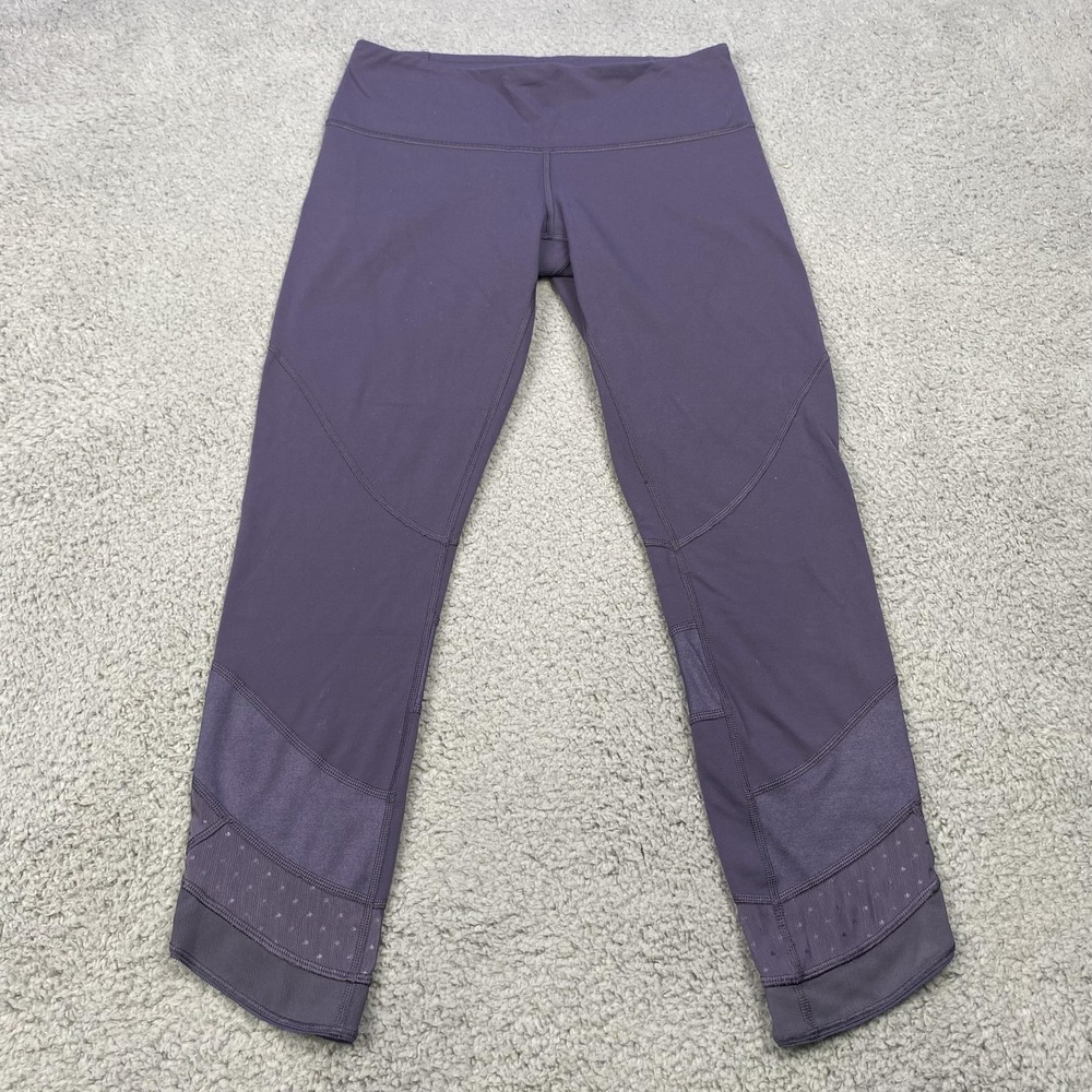 Lululemon Leggings Womens Small Purple Run Inspire Crop‎ Mesh Reflective Capri